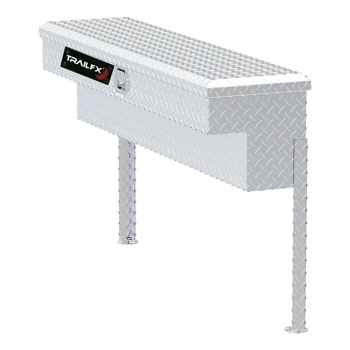 Silver polished 16 gauge aluminum truck tool box with mounting hardware from TrailFX part number 160481