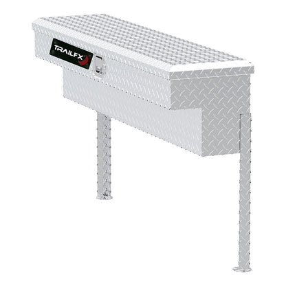 Silver polished 16 gauge aluminum truck tool box with mounting hardware from TrailFX part number 160481