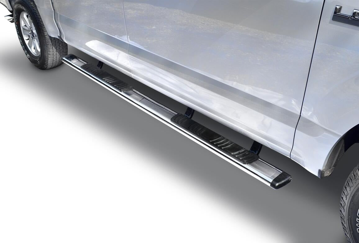 Silver stainless steel step nerf bar with mounting hardware from Big Country part number 395269876