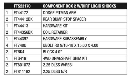 Suspension Lift Kit from Fabtech part number FTS23170