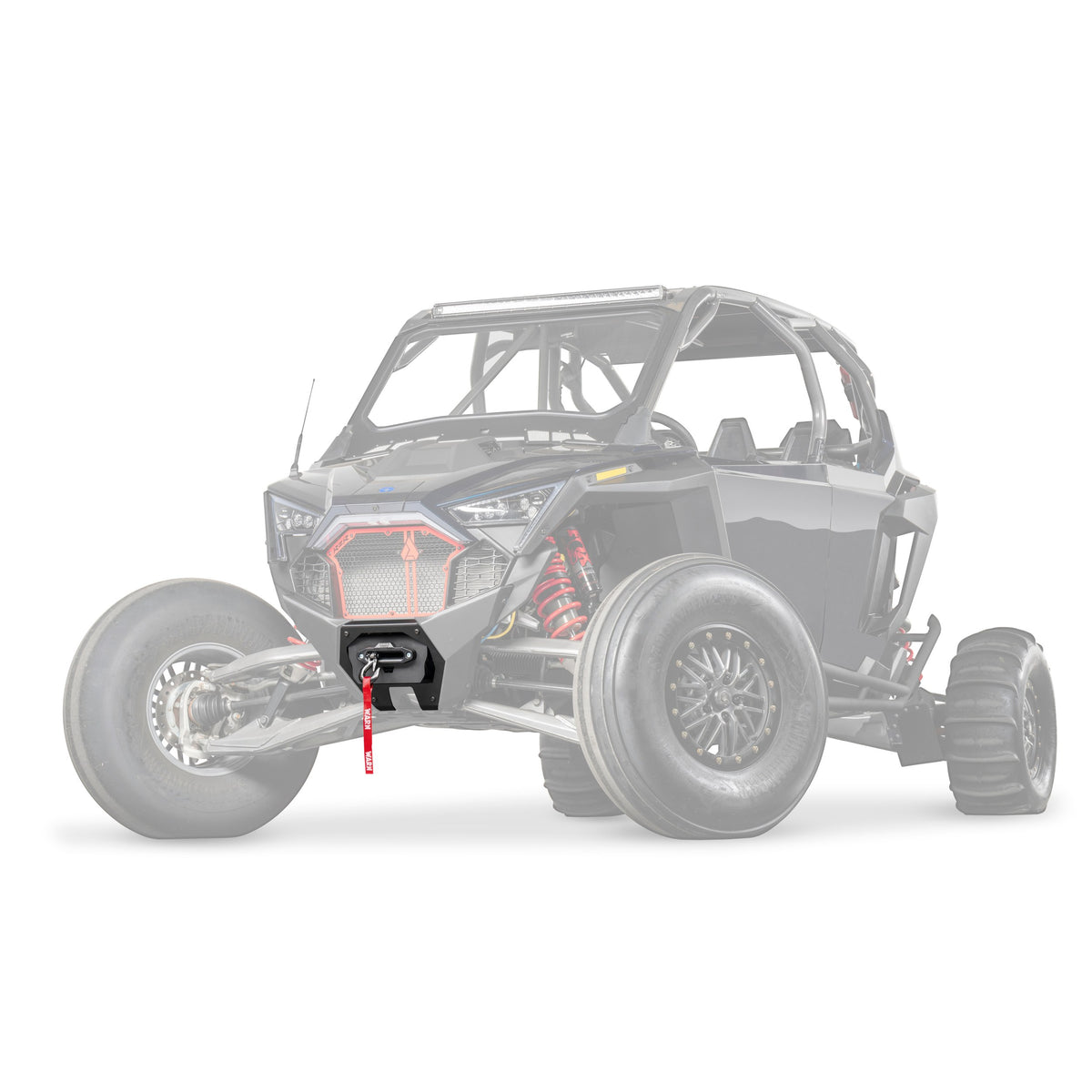 Black powder coated steel winch mount from Warn part number 109313