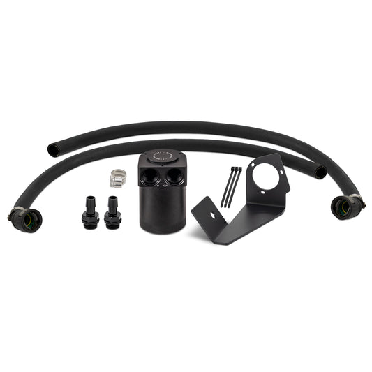 Black powder coat 6061 aluminum engine oil catch can kit from Mishimoto part number MMBCC-RAM-25