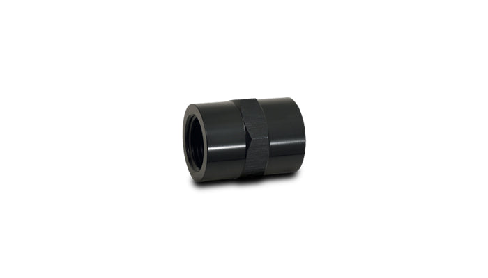 Black anodized 6061 aluminum pipe fitting from Vibrant Performance part number 10380
