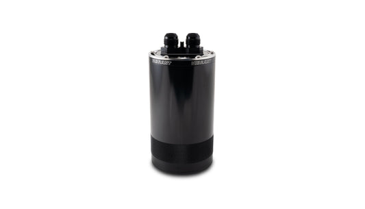 Black anodized 6061 aluminum engine oil catch can from Vibrant Performance part number 12761