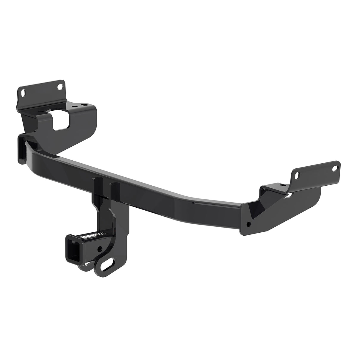 Black powder coated steel trailer hitch with mounting hardware from Husky Towing part number 69677C