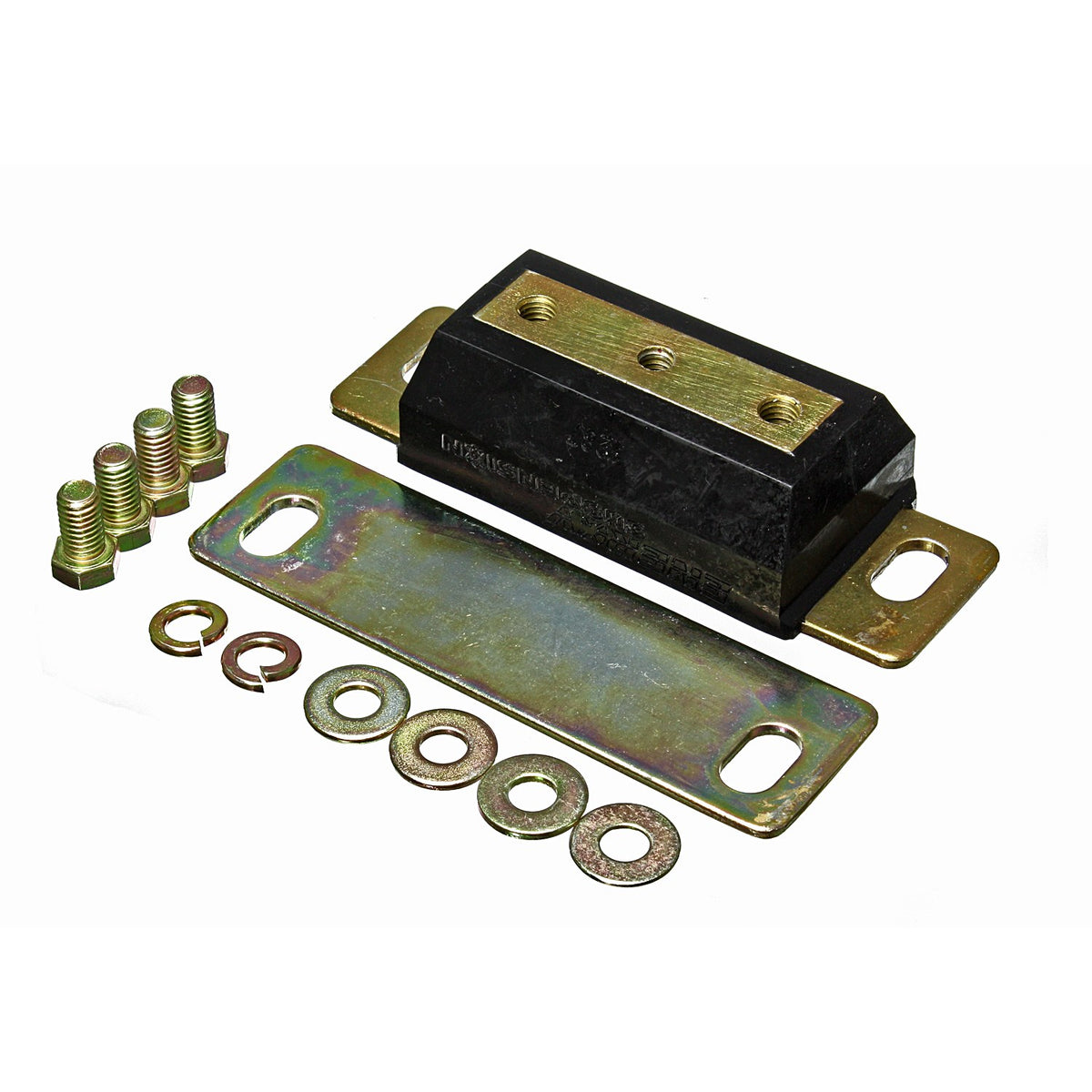 Black polyurethane transmission mount with mounting hardware from Energy Suspension part number 4.1136G