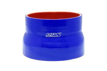 Blue silicone hose coupler from HPS Performance part number HTSR-500-600-L4-BLUE