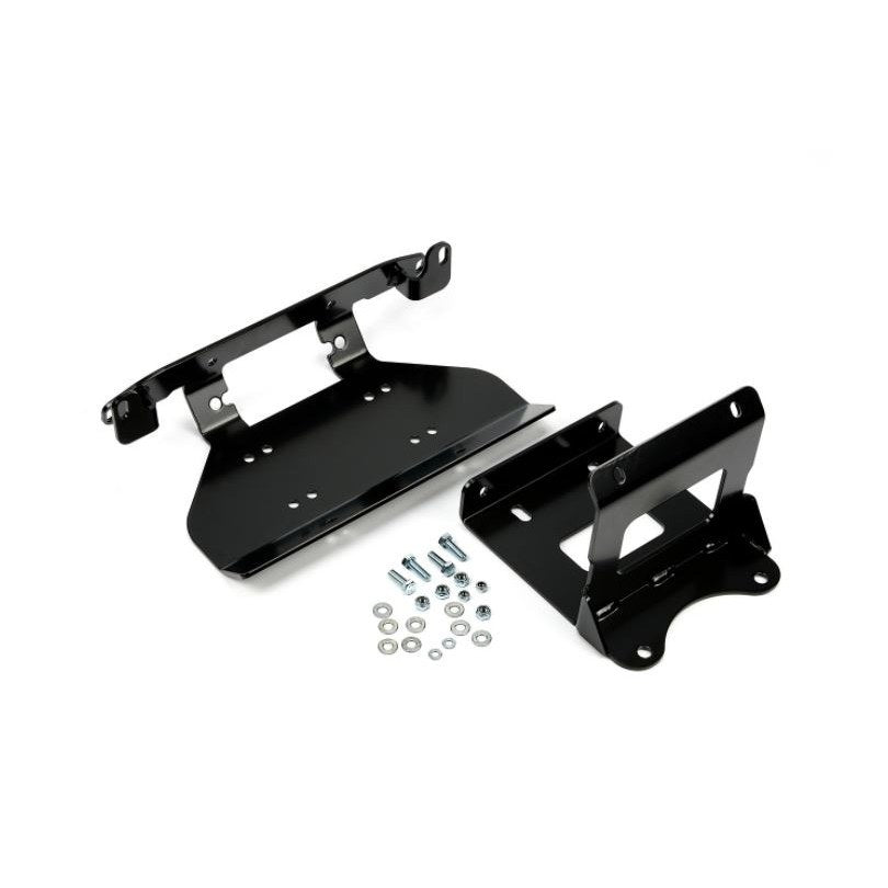 Black powder coated steel winch mount from Warn part number 101394
