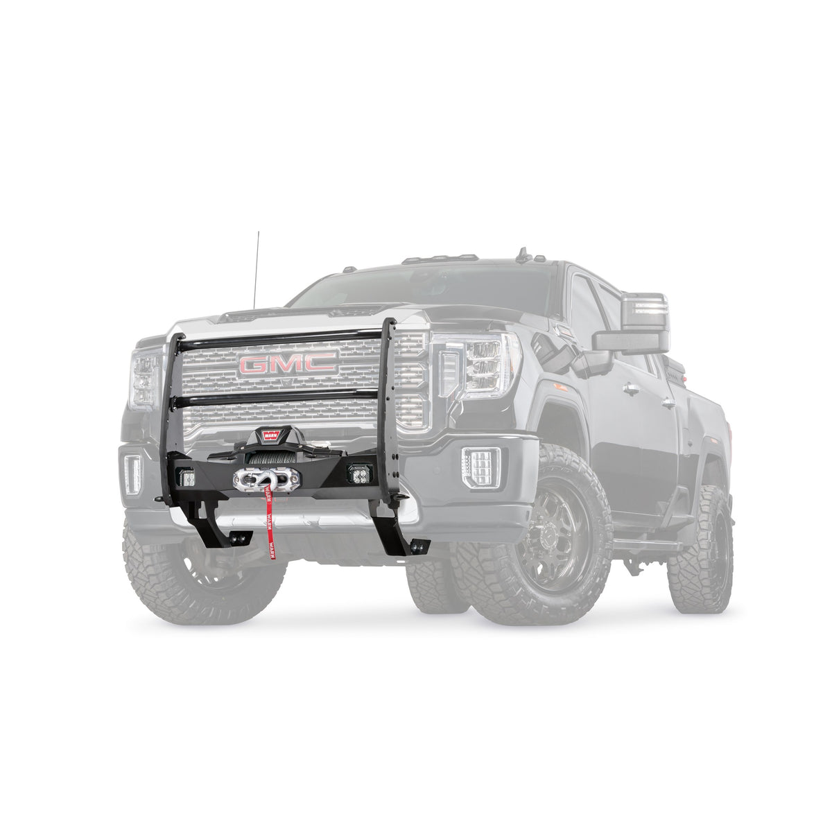 Black powder coated steel winch mount from Warn part number 107525