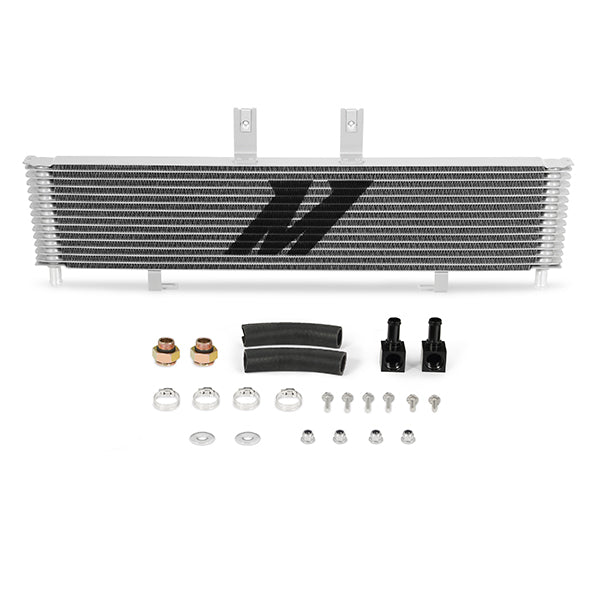 Natural aluminum automatic transmission oil cooler with mounting hardware from Mishimoto part number MMTC-DMAX-06SL