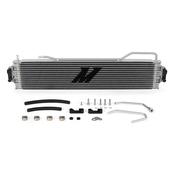 Natural aluminum automatic transmission oil cooler with mounting hardware from Mishimoto part number MMTC-K2-14