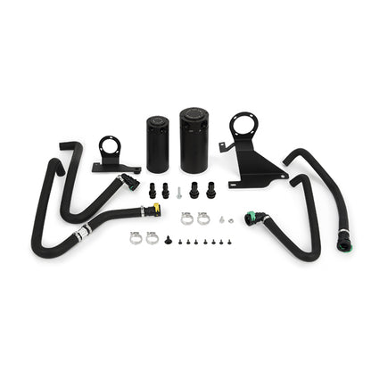 Black anodized engine oil catch can kit from Mishimoto part number MMBCC-F35T-11SBE