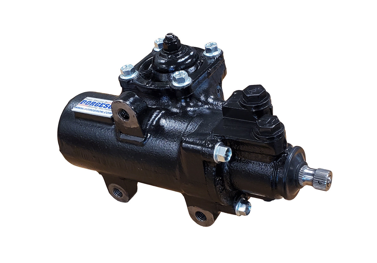 Black painted cast iron steering gear box from Borgeson part number 800134