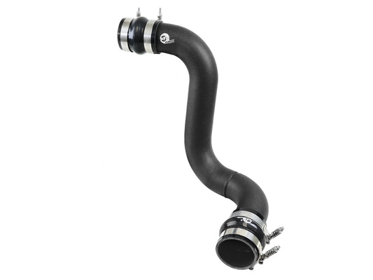 Black powdercoated aluminum intercooler pipe with mounting hardware from aFe Power part number 46-20109