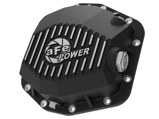 Black powder coat differential cover with mounting hardware from aFe Power part number 46-71000B