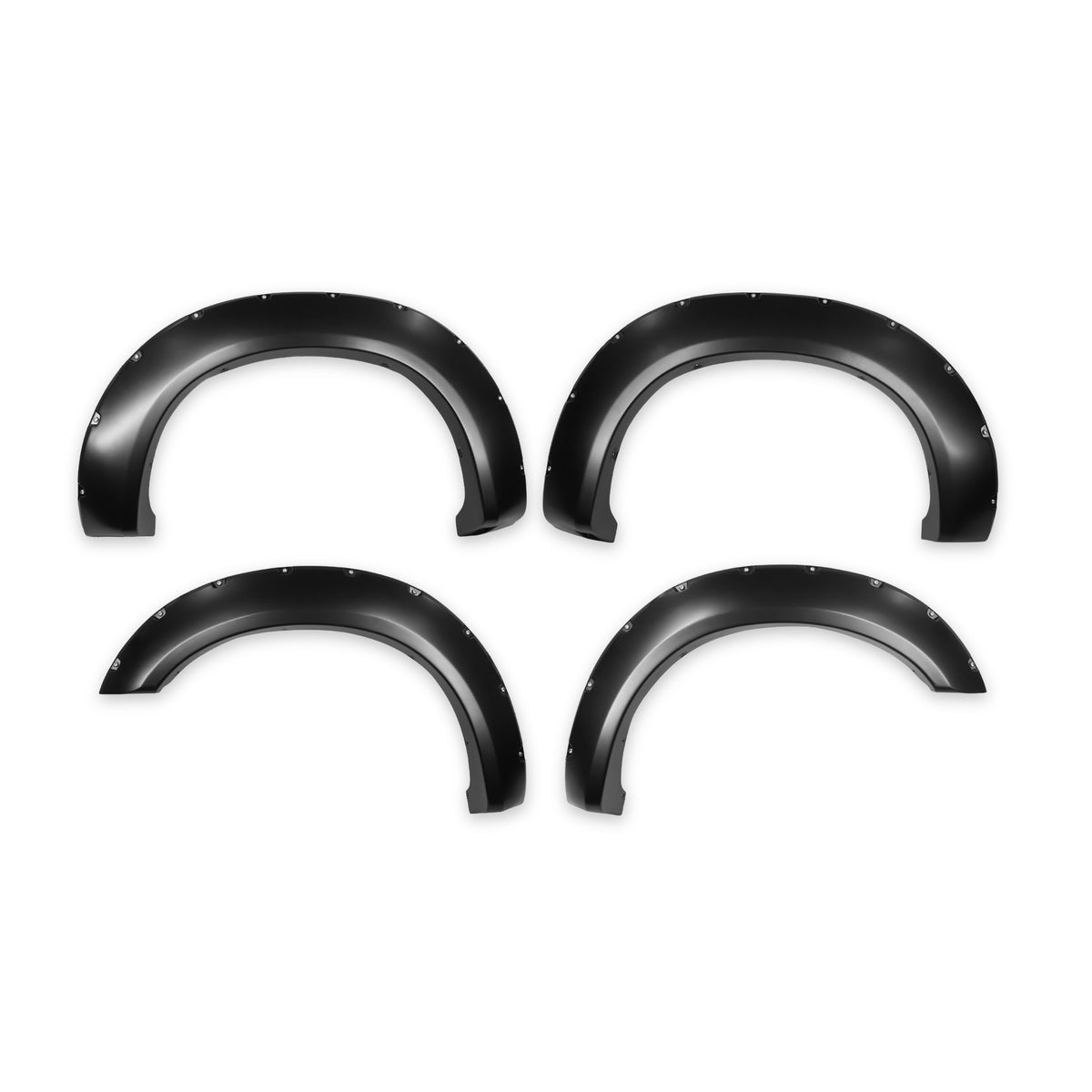 Black smooth polypropylene fender flare with mounting hardware from TrailFX part number TFF3005S