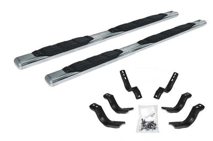 Silver stainless steel step nerf bar with mounting hardware from Big Country part number 104401876