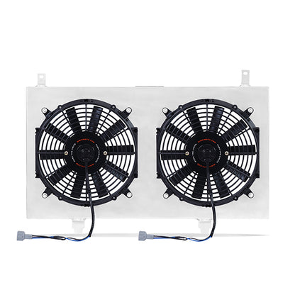 Silver uncoated plastic / aluminum engine cooling fan shroud kit from Mishimoto part number MMFS-350Z-03