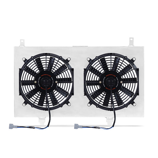 Silver uncoated plastic / aluminum engine cooling fan shroud kit from Mishimoto part number MMFS-350Z-03