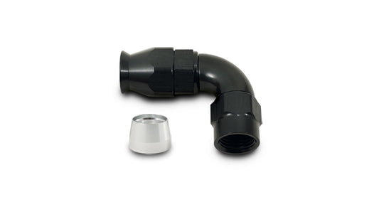 Black anodized 6061 aluminum push-on hose fitting from Vibrant Performance part number 28904
