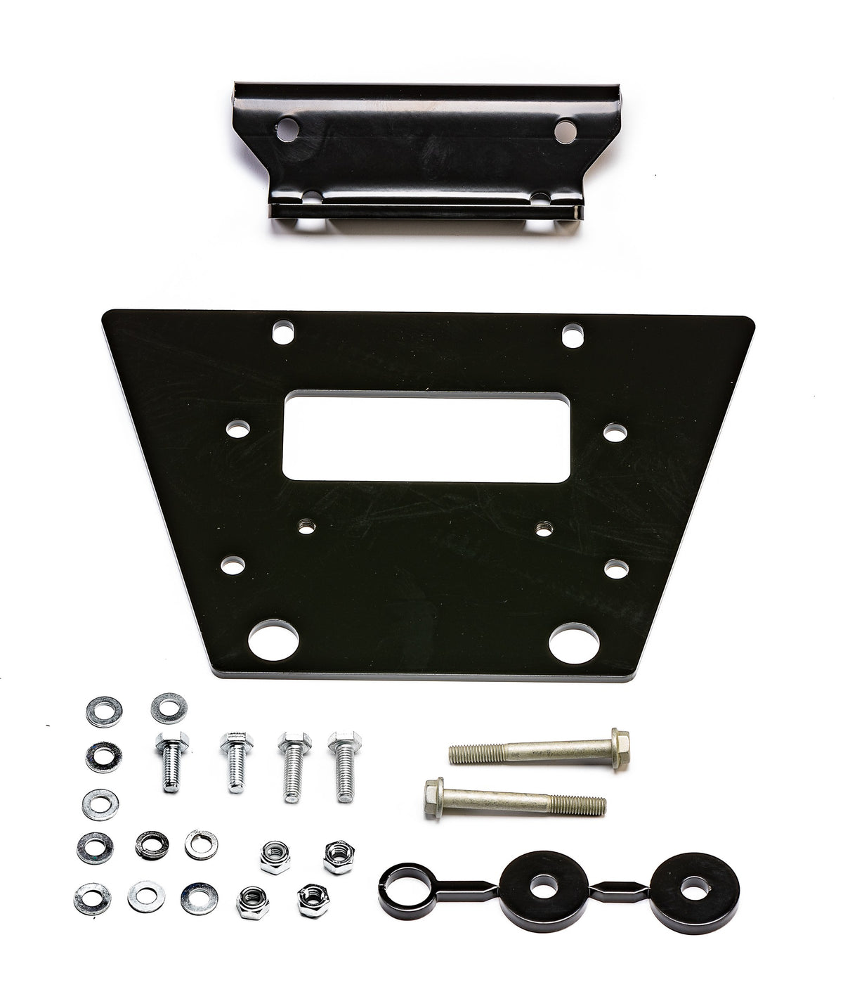 Black powder coated steel winch mount from Warn part number 102102
