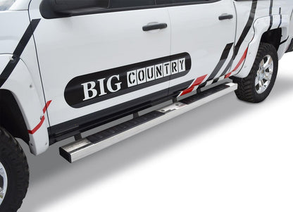 Silver stainless steel step nerf bar with mounting hardware from Big Country part number 3962401876