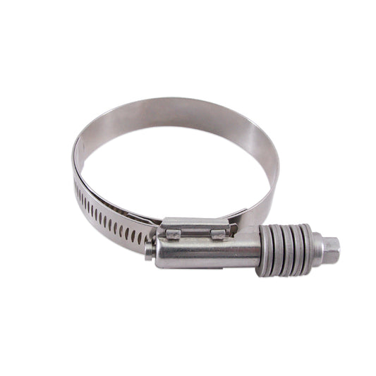 Silver plain stainless steel hose clamp from Mishimoto part number MMCLAMP-CTWG-79