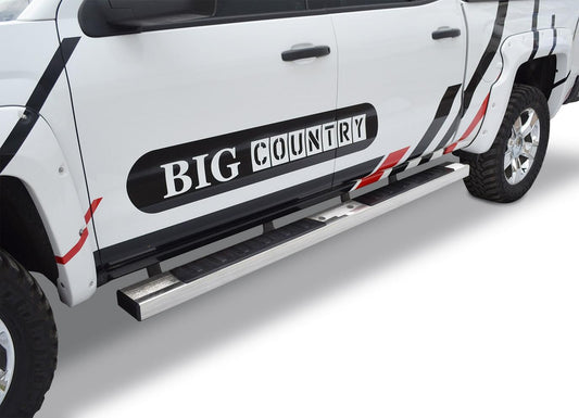 Silver stainless steel step nerf bar with mounting hardware from Big Country part number 3962424876