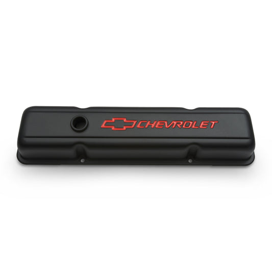 Black powder coated steel engine valve cover from Proform part number 141-750