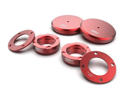 Red anodized 6061 aluminum suspension leveling kit from aFe Power part number 416-72T009-R