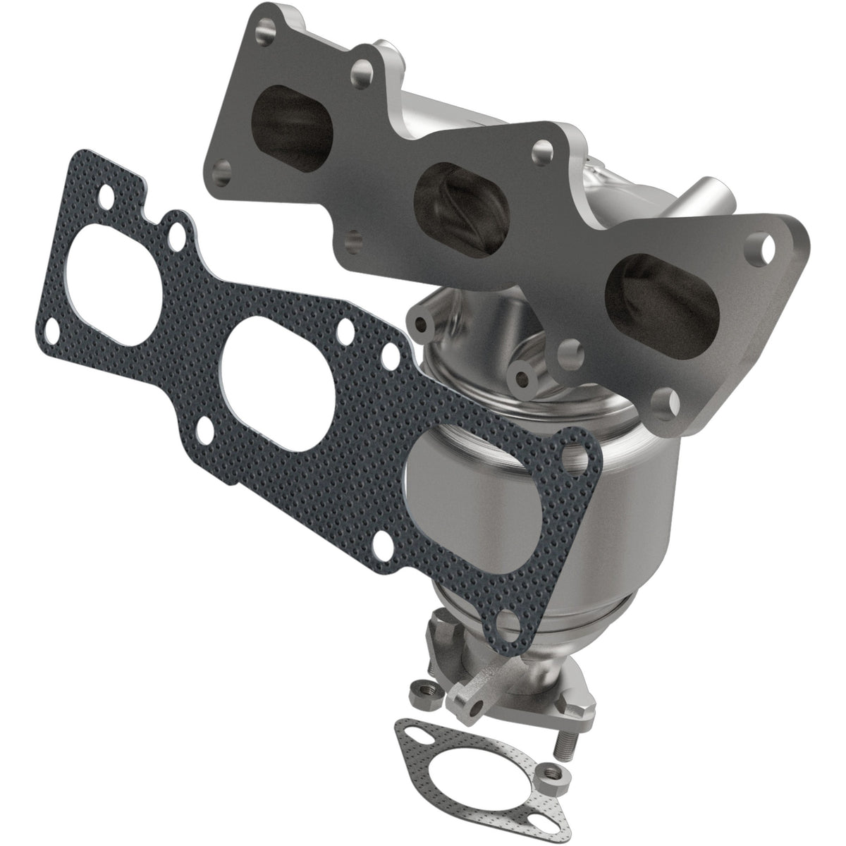 Uncoated stainless steel catalytic converter with integrated exhaust manifold from MagnaFlow Exhaust Products part number 5531089