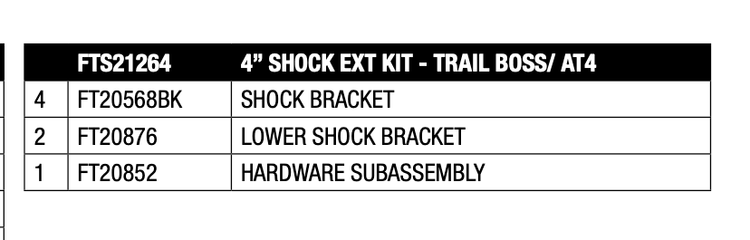Shock Extension from Fabtech part number FTS21264