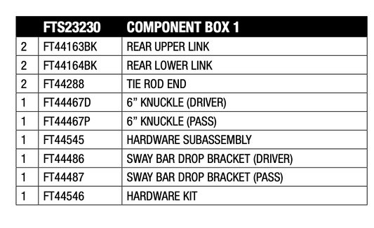 Suspension Lift Kit from Fabtech part number FTS23230