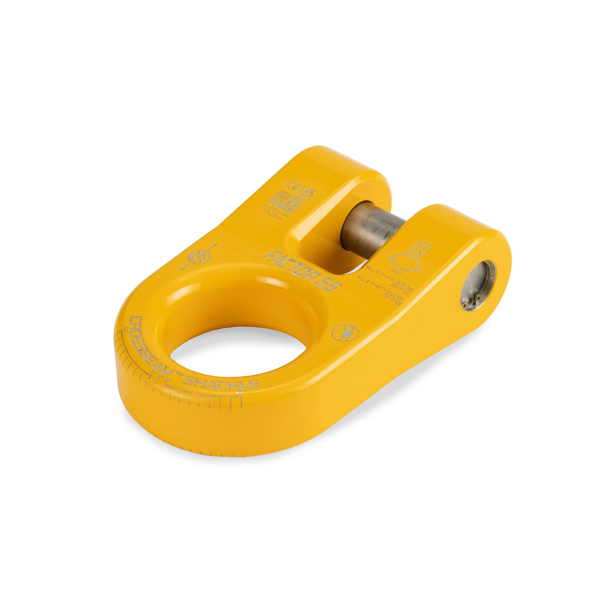 Yellow powdercoat 6061 aluminum screw pin shackle from Factor 55 part number 00054-03