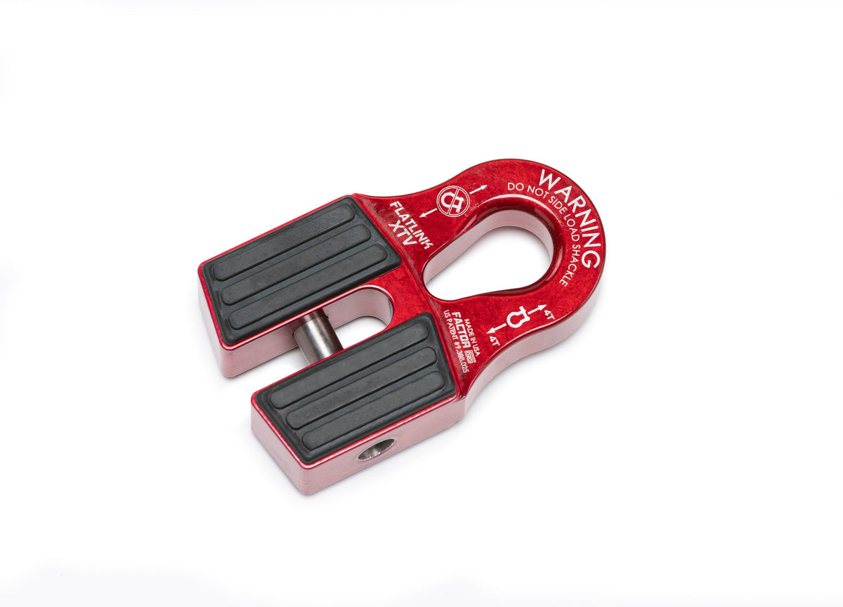 Red powdercoat 6061 aluminum winch shackle from Factor 55 part number 00070-01