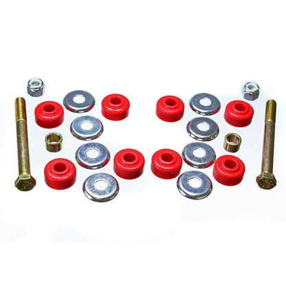 Red polyurethane suspension stabilizer bar link bushing from Energy Suspension part number 16.8104R