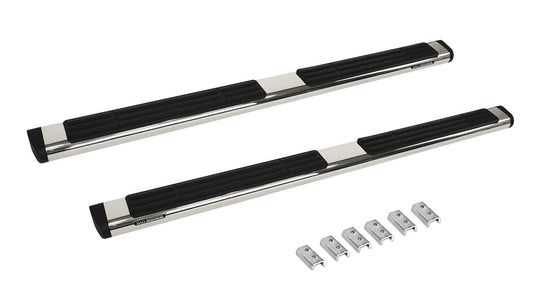 Silver stainless steel step nerf bar with mounting hardware from Big Country part number 396424876