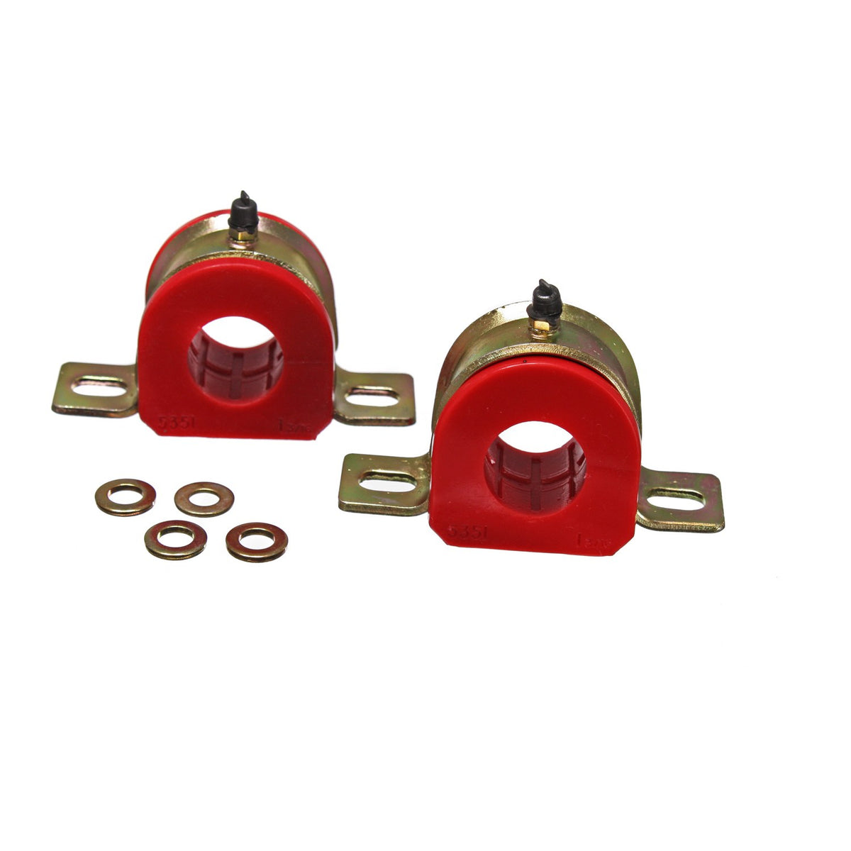 Red polyurethane suspension stabilizer bar bushing kit with mounting hardware from Energy Suspension part number 9.5170R