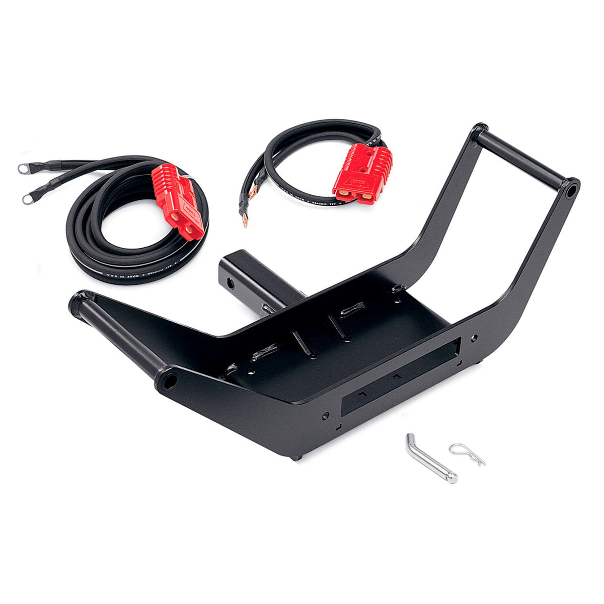 Black powder coated steel winch mount from Warn part number 107000