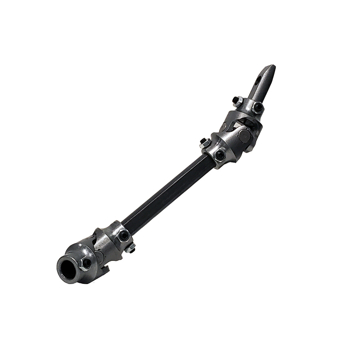 Natural steel steering shaft with mounting hardware from Borgeson part number 000656