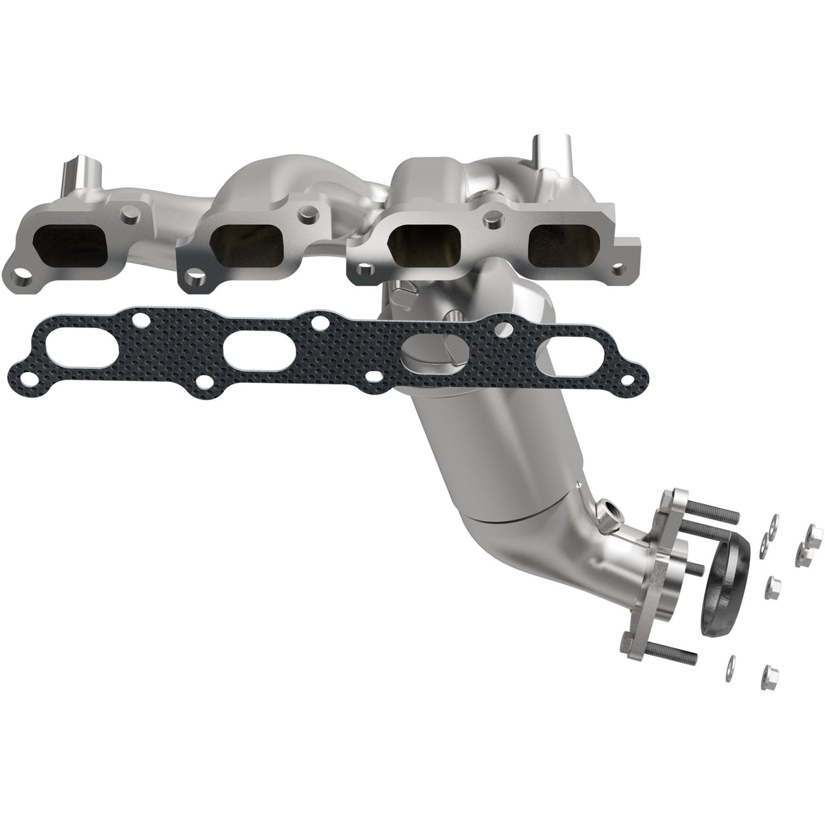 Uncoated stainless steel catalytic converter with integrated exhaust manifold from MagnaFlow Exhaust Products part number 5582378