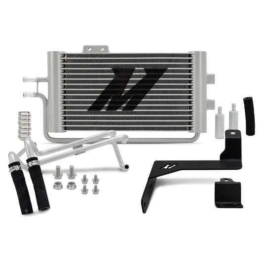 Natural aluminum automatic transmission oil cooler with mounting hardware from Mishimoto part number MMTC-TAC-24