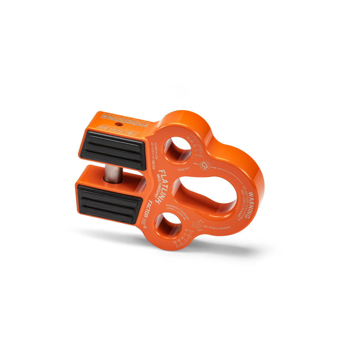 Orange powdercoat 6061 aluminum winch shackle from Factor 55 part number 00225-07