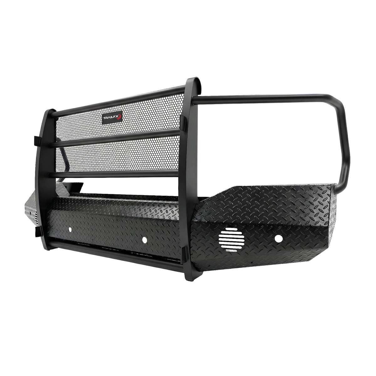 Black steel bumper with mounting hardware from TrailFX part number FX3034A