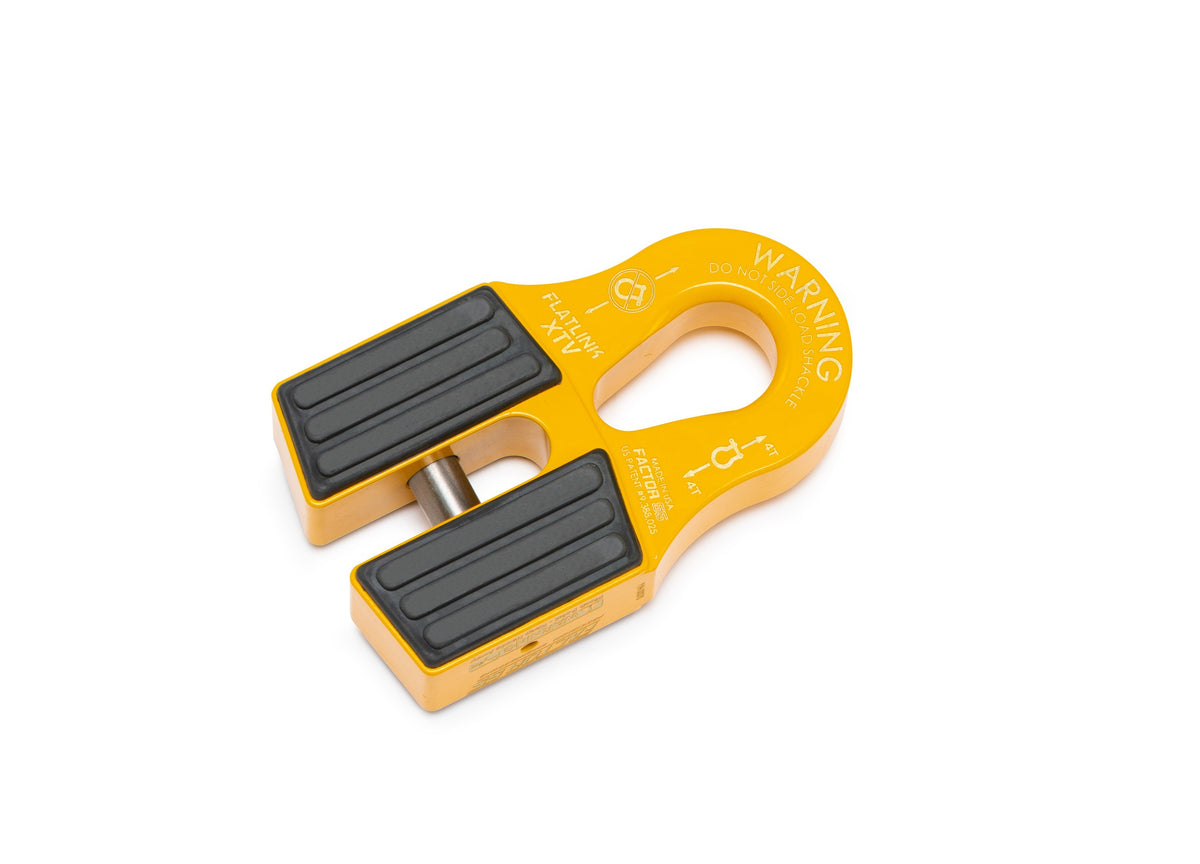 Yellow powdercoat 6061 aluminum winch shackle from Factor 55 part number 00070-03