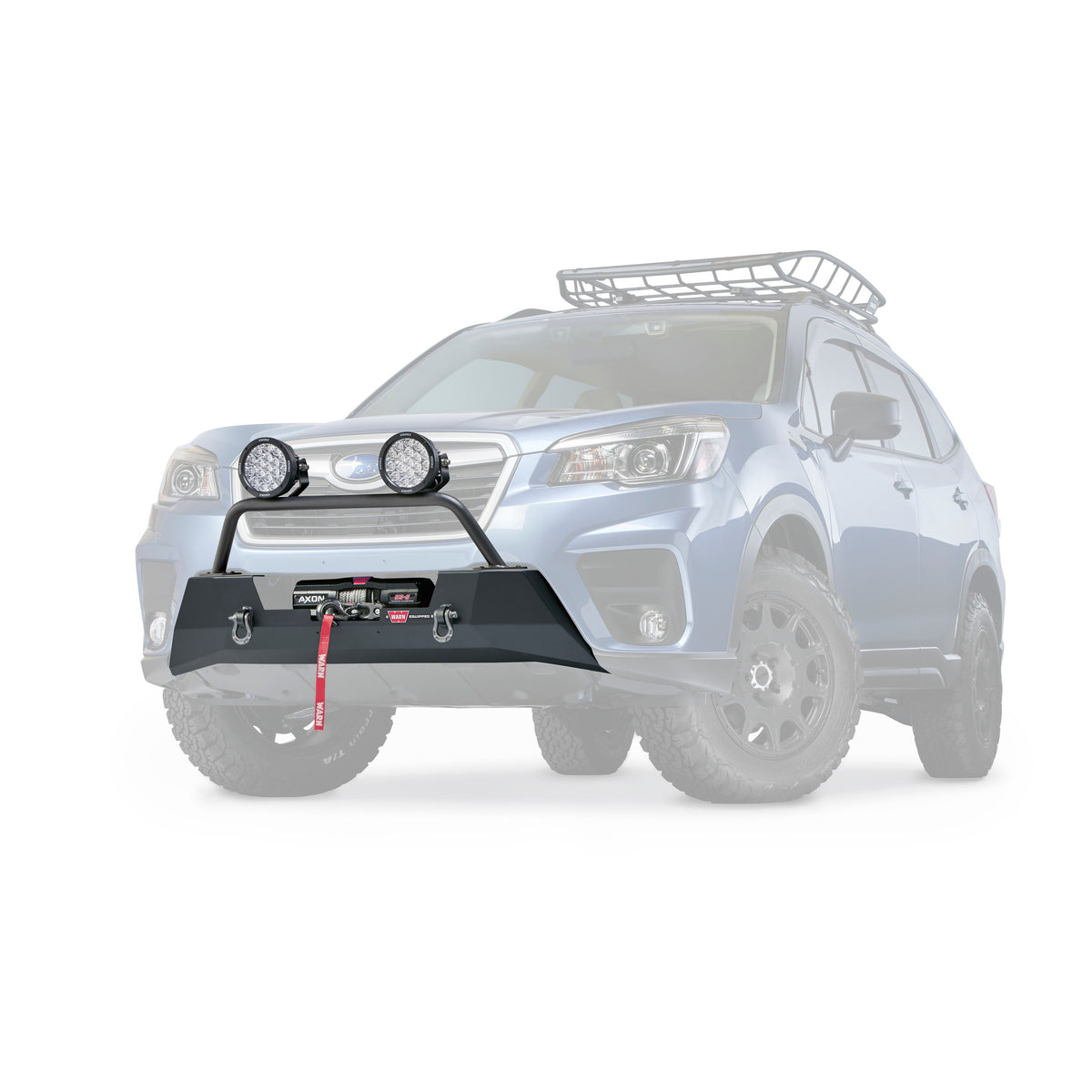 Black powder coated steel winch mount from Warn part number 106413