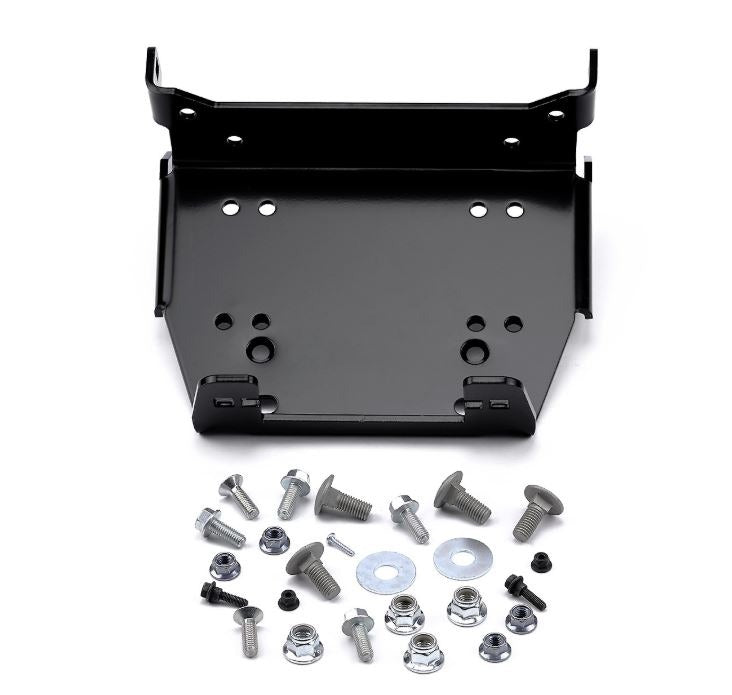 Black powder coated steel winch mount from Warn part number 102920