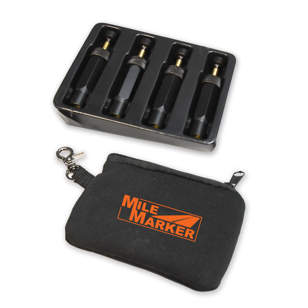 Black anodized aluminum tire deflator kit from Mile Marker part number 32003