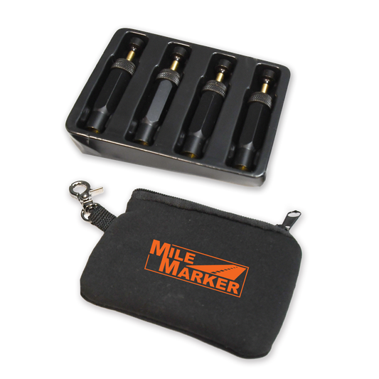 Black anodized aluminum tire deflator kit from Mile Marker part number 32003