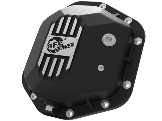 Black powder coat differential cover with mounting hardware from aFe Power part number 46-71110B